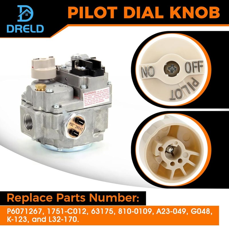 DRELD Temperature Control Valve Beige Pilot Dial Knob and 200-400°F Thermostat Dial Knob for Fryers, Range, Braising (Pack of 2) - Image 4